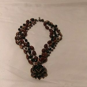 Vintage Beaded Rose Choker